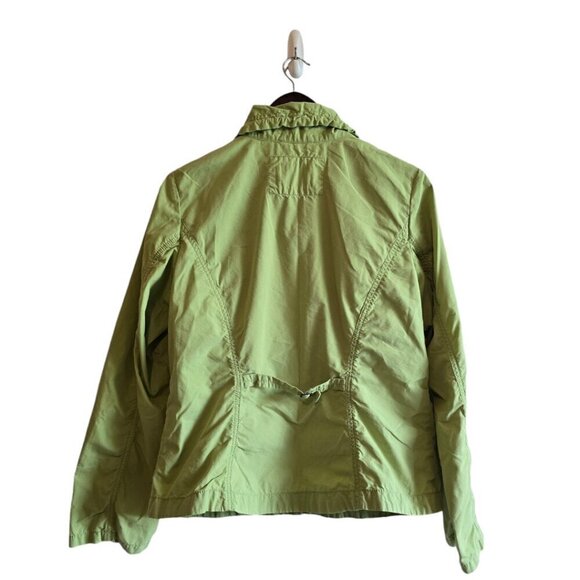 Eddie Bauer Green Nylon High Neck Roll Tab Sleeve Utility Jacket Sz S - Picture 5 of 10